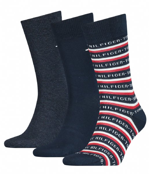 Tommy Hilfiger Sock Men Sock 3P Logo Giftbox Dark Navy (002)